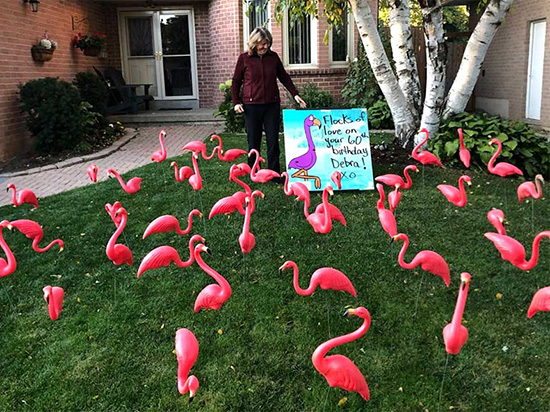 3D Lawn Sign Pink Flamingos