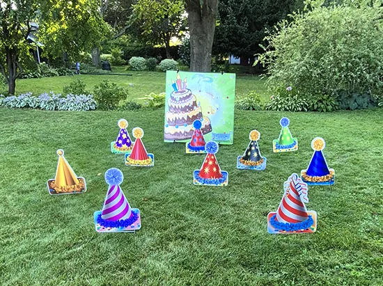 Party hats lawn sign